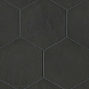 Italian Mod | Hexagon | Color: Black | Material: Porcelain | Finish: Matte | Sold By: Case | Square Foot Per Case: 12.67 | Tile Size: 8.5"x10"x0.375" | Commercial: Yes | Residential: Yes | Floor Rated: Yes | Wet Areas: Yes | AJ-23-205