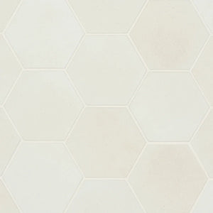 Dion | Hexagon | Color: White | Material: Porcelain | Finish: Matte | Sold By: SQFT | Tile Size: 4"x5"x0.375" | Commercial: Yes | Residential: Yes | Floor Rated: Yes | Wet Areas: Yes | AJ-23-205