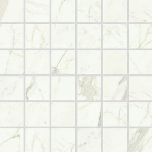 Classico | 2”x2” Mosaic I 10.8x10.8 | Matte | Calacatta Oro | Material: Porcelain | Finish: Matte | Sold By: Case | Square Foot Per Case: 1.8 | Tile Size: 10.8"x10.8"x0.375" | Commercial: Yes | Residential: Yes | Floor Rated: Yes | Wet Areas: Yes | AJ-23-0205