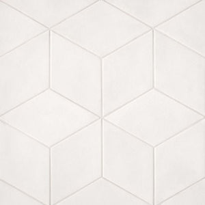 Italian Mod | Rhomboid | Color: White | Material: Porcelain | Finish: Matte | Sold By: Case | Square Foot Per Case: 9.46 | Tile Size: 7.375"x12.75"x0.25" | Commercial: Yes | Residential: Yes | Floor Rated: Yes | Wet Areas: Yes | AJ-23-205