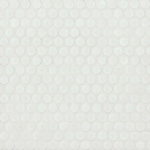 RT Penny | ¾ Penny Round | Color: White Matte | Material: Porcelain | Finish: Matte | Sold By: Case | Square Foot Per Case: 10 | Tile Size: 12"x12"x0.125" | Commercial: Yes | Residential: Yes | Floor Rated: Yes | Wet Areas: Yes | AJ-23-205