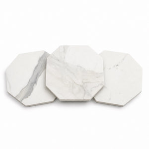Calacatta | 10x10 | Octogon White | Antiqued with Verde Esme Dot