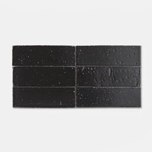 Handcraft Glazed Brick Midnight | Color: Black | Material: Thin Brick | Finish: Matte | Sold By: SQFT | Tile Size: 2.5"x8"x0.5" | Commercial: Yes | Residential: Yes | Floor Rated: Yes | Wet Areas: Yes | AJ-23-1301