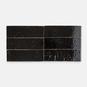 Handcraft Glazed Brick Black Ink | Color: Black | Material: Thin Brick | Finish: Gloss | Sold By: SQFT | Tile Size: 2.5"x8"x0.5" | Commercial: No | Residential: Yes | Floor Rated: Yes | Wet Areas: Yes | AJ-23-1301