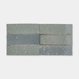 Handcraft Glazed Brick Mist | Color: Green | Material: Thin Brick | Finish: Gloss | Sold By: SQFT | Tile Size: 2.5"x8"x0.5" | Commercial: No | Residential: Yes | Floor Rated: Yes | Wet Areas: Yes | AJ-23-1301
