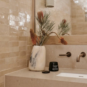 Zellige | Color: Latte | Material: Ceramic | Finish: Gloss | Sold By: Case | Square Foot Per Case: 5.38 | Tile Size: 2"x6"x0.394" | Commercial: Yes | Residential: Yes | Floor Rated: Yes | Wet Areas: Yes | AJ-23-3337-EZR1550-05
