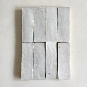 Zellige | Color: Snow | Material: Ceramic | Finish: Gloss | Sold By: Case | Square Foot Per Case: 5.38 | Tile Size: 2"x6"x0.394" | Commercial: Yes | Residential: Yes | Floor Rated: Yes | Wet Areas: Yes | AJ-23-3337-EZR1550-01