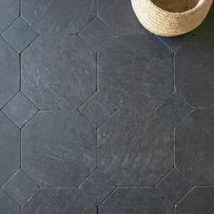 Moroccan Black Marble | Octagon | Color: Black | Material: Marble | Finish: Matte | Sold By: Case | Square Foot Per Case: 4.53 | Tile Size: 8"x8"x0.591" | Usage: Commercial: Yes | Residential: Yes | Floor Rated: Yes | Wet Areas: Yes