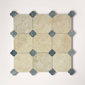 Dunya | 8x8 | Fleur Salem Beige Octagon w/ Taurus Insert | Tumbled | Color: Salem Beige | Material: Stone | Finish: Matte | Sold By: Case | Square Foot Per Case: 5.37 | Includes: 12 Octagons (8"x8") + 12 Taurus Inserts (2.7"x2.7") Per Case | Tile Size: 8"x8"x0.39" | Commercial: Yes | Residential: Yes | Floor Rated: Yes | Wet Areas: Yes