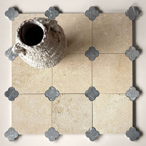 Dunya | 8x8 | Fleur Salem Beige Octagon w/ Taurus Insert | Tumbled | Color: Salem Beige | Material: Stone | Finish: Matte | Sold By: Case | Square Foot Per Case: 5.37 | Includes: 12 Octagons (8"x8") + 12 Taurus Inserts (2.7"x2.7") Per Case | Tile Size: 8"x8"x0.39" | Commercial: Yes | Residential: Yes | Floor Rated: Yes | Wet Areas: Yes