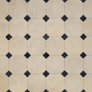 Dunya | 8x8 | Fleur Salem Beige Octagon w/ Taurus Insert | Tumbled | Color: Salem Beige | Material: Stone | Finish: Matte | Sold By: Case | Square Foot Per Case: 5.37 | Includes: 12 Octagons (8"x8") + 12 Taurus Inserts (2.7"x2.7") Per Case | Tile Size: 8"x8"x0.39" | Commercial: Yes | Residential: Yes | Floor Rated: Yes | Wet Areas: Yes