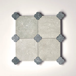 Dunya | 8x8 | Fleur Seagrass Octagon w/ Taurus Insert | Tumbled | Color: Seagrass | Material: Stone | Finish: Matte | Sold By: Case | Square Foot Per Case: 5.37 | Includes: 12 Octagons (8"x8") + 12 Taurus Inserts (2.7"x2.7") Per Case | Tile Size: 8"x8"x0.39" | Commercial: Yes | Residential: Yes | Floor Rated: Yes | Wet Areas: Yes