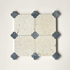 Dunya | 8x8 | Fleur Fossil Octagon w/ Taurus Insert | Tumbled | Color: Fossil | Material: Stone | Finish: Matte | Sold By: Case | Square Foot Per Case: 5.37 | Includes: 12 Octagons (8"x8") + 12 Taurus Inserts (2.7"x2.7") Per Case | Tile Size: 8"x8"x0.39" | Commercial: Yes | Residential: Yes | Floor Rated: Yes | Wet Areas: Yes
