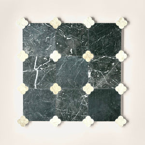 Dunya | 8x8 | Fleur Taurus Octagon w/ Royal Insert | Tumbled | Color: Taurus | Material: Stone | Finish: Matte | Sold By: Case | Square Foot Per Case: 5.37 | Includes: 12 Octagons (8"x8") + 12 Royal Inserts (2.7"x2.7") Per Case | Tile Size: 8"x8"x0.39" | Commercial: Yes | Residential: Yes | Floor Rated: Yes | Wet Areas: Yes