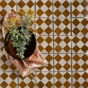 Zellige Mosaic - Tavira | Color: Manuka/Oat | Material: Ceramic | Finish: Gloss | Sold By: Case | Square Foot Per Case: 5.38 | Tile Size: 4"x4"x0.472" | Commercial: Yes | Residential: Yes | Floor Rated: Yes | Wet Areas: Yes | AJ-23-3337-EZR0225-25-39