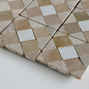 Zellige Mosaic - Tavira | Color: Oat/Latte/Snow | Material: Ceramic | Finish: Gloss | Sold By: Case | Square Foot Per Case: 5.38 | Tile Size: 4"x4"x0.472" | Commercial: Yes | Residential: Yes | Floor Rated: Yes | Wet Areas: Yes | AJ-23-3337-EZR0225-39-05-01