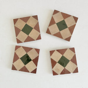Zellige Mosaic - Tavira | Color: Rust/Clay/Dark Green | Material: Ceramic | Finish: Gloss | Sold By: Case | Square Foot Per Case: 5.38 | Tile Size: 4"x4"x0.472" | Commercial: Yes | Residential: Yes | Floor Rated: Yes | Wet Areas: Yes | AJ-23-3337-EZR0225-20-04-19