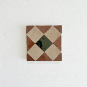Zellige Mosaic - Tavira | Color: Rust/Clay/Dark Green | Material: Ceramic | Finish: Gloss | Sold By: Case | Square Foot Per Case: 5.38 | Tile Size: 4"x4"x0.472" | Commercial: Yes | Residential: Yes | Floor Rated: Yes | Wet Areas: Yes | AJ-23-3337-EZR0225-20-04-19