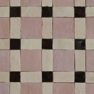 Zellige Mosaic - Reticula | Color: Clay/Chocolate/Moroccan Pink | Material: Ceramic | Finish: Gloss | Sold By: Case | Square Foot Per Case: 10.76 | Tile Size: 11.6"x10.6"x0.472" | Commercial: Yes | Residential: Yes | Floor Rated: Yes | Wet Areas: Yes | AJ-23-3337-EZR0224-04-26-33