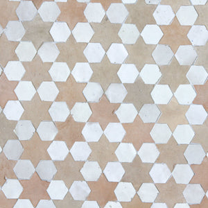 Zellige Mosaic - Senda | Color: Clay/Snow | Material: Ceramic | Finish: Gloss | Sold By: Case | Square Foot Per Case: 8.40 | Tile Size: 11.8"x10.5"x0.472" | Commercial: Yes | Residential: Yes | Floor Rated: Yes | Wet Areas: Yes | AJ-23-3337-EZR0196-04-01