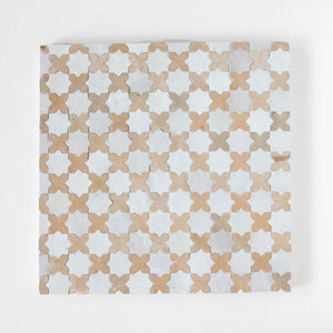Zellige Mosaic - Star/Cross | Color: Clay Cross/Snow Star | Material: Ceramic | Finish: Gloss | Sold By: Case | Square Foot Per Case: 10.98 | Tile Size: 12"x12"x0.472" | Commercial: Yes | Residential: Yes | Floor Rated: Yes | Wet Areas: Yes | AJ-23-3337-EZR0192-04-01