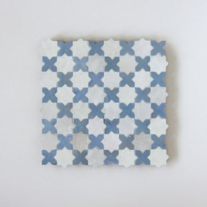 Zellige Mosaic - Star/Cross | Color: Snow Star/Blue Grass Cross | Material: Ceramic | Finish: Gloss | Sold By: Case | Square Foot Per Case: 10.98 | Tile Size: 12"x12"x0.472" | Commercial: Yes | Residential: Yes | Floor Rated: Yes | Wet Areas: Yes | AJ-23-3337-EZR0192-01-03