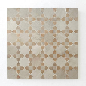 Zellige Mosaic - Bahia | Color: Dust/Clay | Material: Ceramic | Finish: Gloss | Sold By: Case | Square Foot Per Case: 9.80 | Tile Size: 14.4"x14.4"x0.472" | Commercial: Yes | Residential: Yes | Floor Rated: Yes | Wet Areas: Yes | AJ-23-3337-EZR0210-02-04