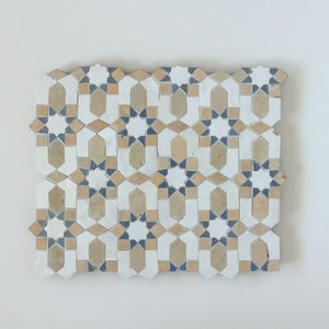 Zellige Mosaic - Lucerna | Color: Snow/Clay/Clear Sky | Material: Ceramic | Finish: Gloss | Sold By: Case | Square Foot Per Case: 9.36 | Tile Size: 9.6"x11.4"x0.472" | Commercial: Yes | Residential: Yes | Floor Rated: Yes | Wet Areas: Yes | AJ-23-3337-EZR0195-01-04-09