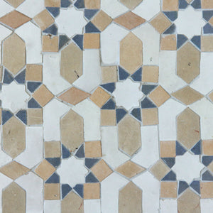 Zellige Mosaic - Lucerna | Color: Snow/Clay/Clear Sky | Material: Ceramic | Finish: Gloss | Sold By: Case | Square Foot Per Case: 9.36 | Tile Size: 9.6"x11.4"x0.472" | Commercial: Yes | Residential: Yes | Floor Rated: Yes | Wet Areas: Yes | AJ-23-3337-EZR0195-01-04-09