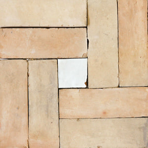 Zellige Mosaic - Aspa | Color: Clay/Snow | Material: Ceramic | Finish: Gloss | Sold By: Case | Square Foot Per Case: 4.09 | Tile Size: 9.3"x9.3"x0.787" | Commercial: Yes | Residential: Yes | Floor Rated: Yes | Wet Areas: Yes | AJ-23-3337-EZR2323-04-01