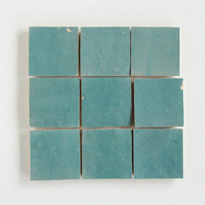 Zellige | Color: Peacock | Material: Ceramic | Finish: Gloss | Sold By: Case | Square Foot Per Case: 10.76 | Tile Size: 4"x4"x0.787" | Commercial: Yes | Residential: Yes | Floor Rated: Yes | Wet Areas: Yes | AJ-23-3337-EZR1010-10