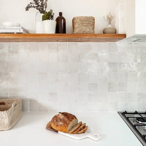 Zellige | Color: Snow | Material: Ceramic | Finish: Gloss | Sold By: Case | Square Foot Per Case: 10.76 | Tile Size: 4"x4"x0.787" | Commercial: Yes | Residential: Yes | Floor Rated: Yes | Wet Areas: Yes | AJ-23-3337-EZR1010-01