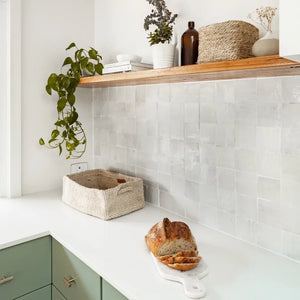 Zellige | Color: Snow | Material: Ceramic | Finish: Gloss | Sold By: Case | Square Foot Per Case: 10.76 | Tile Size: 4"x4"x0.787" | Commercial: Yes | Residential: Yes | Floor Rated: Yes | Wet Areas: Yes | AJ-23-3337-EZR1010-01