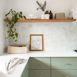 Zellige | Color: Snow | Material: Ceramic | Finish: Gloss | Sold By: Case | Square Foot Per Case: 10.76 | Tile Size: 4"x4"x0.787" | Commercial: Yes | Residential: Yes | Floor Rated: Yes | Wet Areas: Yes | AJ-23-3337-EZR1010-01