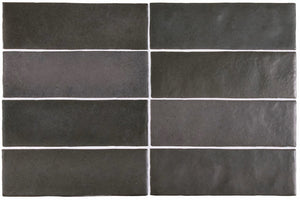 Artisan | Color: Black | Material: Ceramic | Finish: Matte | Sold By: Case | Square Foot Per Case: 5.38 | Tile Size: 2.5"x8"x0.375" | Commercial: No | Residential: Yes | Floor Rated: No | Wet Areas: Yes | AJ-23-