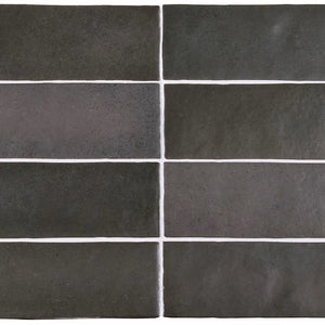 Artisan | Color: Black | Material: Ceramic | Finish: Matte | Sold By: Case | Square Foot Per Case: 5.38 | Tile Size: 2.5"x8"x0.375" | Commercial: No | Residential: Yes | Floor Rated: No | Wet Areas: Yes | AJ-23-