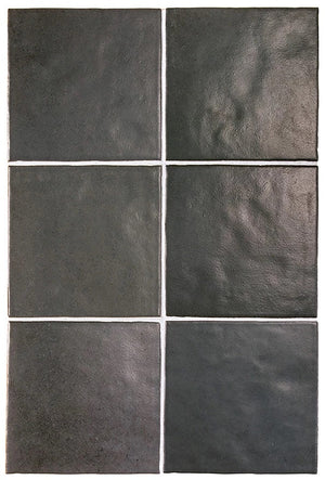 Artisan | Color: Black | Material: Ceramic | Finish: Matte | Sold By: Case | Square Foot Per Case: 10.76 | Tile Size: 5"x5"x0.375" | Commercial: No | Residential: Yes | Floor Rated: No | Wet Areas: Yes | AJ-23-