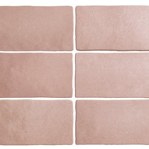 Artisan | Color: Pink | Material: Ceramic | Finish: Matte | Sold By: Case | Square Foot Per Case: 5.38 | Tile Size: 2.5"x8"x0.375" | Commercial: No | Residential: Yes | Floor Rated: No | Wet Areas: Yes | AJ-23-