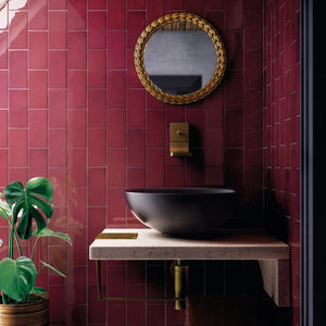 Provence | Color: Dark Purple | Material: Ceramic | Finish: Glossy | Sold By: Case | Square Foot Per Case: 5.38 | Tile Size: 2.5"x8"x0.375" | Commercial: No | Residential: Yes | Floor Rated: No | Wet Areas: Yes | AJ-23-1920