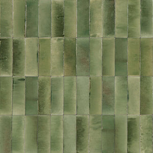 Granada I 2x6 | Gloss | Green | Material: Ceramic | Finish: Gloss | Sold By: SQFT | Tile Size: 2"x6"x0.375" | Commercial: Yes | Residential: Yes | Floor Rated: No | Wet Areas: No | AJ-23-0205