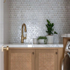 Zellige Mosaic - Triangle | 10.823x11.02 | Dust/Snow | Gloss