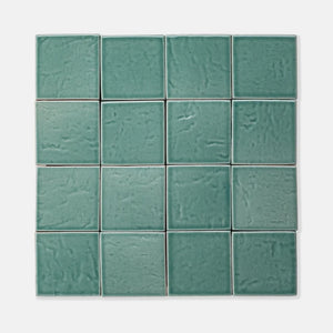 Northern Lights | Color: Green | Material: Porcelain | Finish: Gloss | Sold By: SQFT | Tile Size: 4"x4"x0.313" | Commercial: No | Residential: Yes | Floor Rated: Yes | Wet Areas: Yes | AJ-23-1301