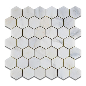 Contessa Bianco | 2x2 Hexagon Mosaic | Color: White | Material: Marble | Finish: Polished | Sold By: Piece | Tile Size: 11.75"x12"x0.375" | Commercial: Yes | Residential: Yes | Floor Rated: No | Wet Areas: No | AJ-23-1920