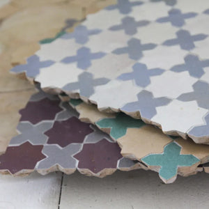 Zellige Mosaic - Star/Cross | Color: Snow | Material: Ceramic | Finish: Gloss | Sold By: Case | Square Foot Per Case: 10.76 | Tile Size: 12"x12"x0.472" | Commercial: Yes | Residential: Yes | Floor Rated: Yes | Wet Areas: Yes | AJ-23-3337-EZR0192-01