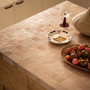 Zellige | Color: Moroccan Pink Bejmat | Material: Ceramic | Finish: Gloss | Sold By: Case | Square Foot Per Case: 10.76 | Tile Size: 4"x4"x0.787" | Commercial: Yes | Residential: Yes | Floor Rated: Yes | Wet Areas: Yes | AJ-23-3337-EZR1010-33