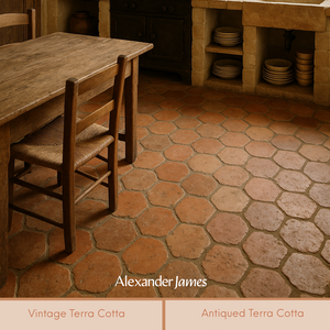 Vintage Terra Cotta Hex | Reclaimed | 6x6x0.875 | Terra Cotta | Natural