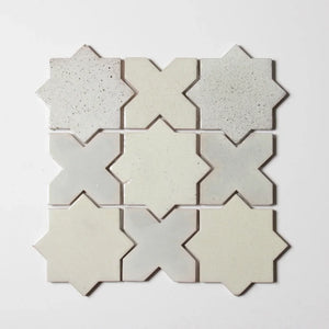 Tierra-Star & Cross | Color: Singe | Material: Ceramic | Finish: Gloss | Sold By: CASE | Square Foot Per Case: 10.76 | Tile Size: 4"x4"x0.433" | Commercial: Yes | Residential: Yes | Floor Rated: Yes | Wet Areas: Yes | AJ-23-3337-EZTIERSTX ESTRELLA-Singe-Star & Cross