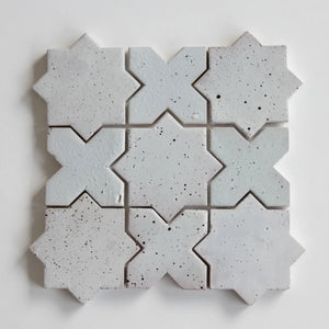 Tierra-Star & Cross | Color: Nieve Punto | Material: Ceramic | Finish: Gloss | Sold By: CASE | Square Foot Per Case: 10.76 | Tile Size: 4"x4"x0.433" | Commercial: Yes | Residential: Yes | Floor Rated: Yes | Wet Areas: Yes | AJ-23-3337-EZTIERSTX ESTRELLA-Nieve Punto-Star & Cross