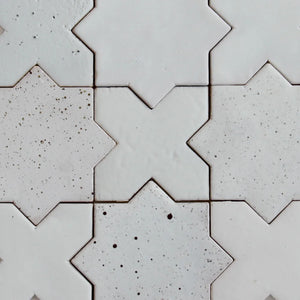 Tierra-Star & Cross | Color: Nieve Punto | Material: Ceramic | Finish: Gloss | Sold By: CASE | Square Foot Per Case: 10.76 | Tile Size: 4"x4"x0.433" | Commercial: Yes | Residential: Yes | Floor Rated: Yes | Wet Areas: Yes | AJ-23-3337-EZTIERSTX ESTRELLA-Nieve Punto-Star & Cross