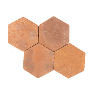 Vintage Terra Cotta Hex | Color: Terra Cotta | Material: Ceramic | Finish: Natural | Sold By: SQFT | Tile Size: 6"x6.875"x0.625" | Commercial: Yes | Residential: Yes | Floor Rated: Yes | Wet Areas: Yes | AJ-24-0809